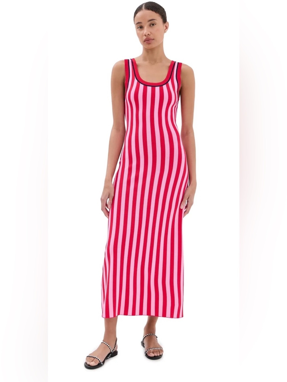 LE BOP Striped Jacquard Knit Maxi Dress - Poppy/Pink - Medium